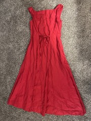 Reformation Red 100% Linen Tie-back Button-front Midi Dress Size 10