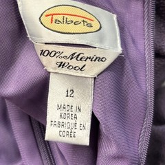 Talbots 100% Merino Wool Mock Neck Ruched Midi Dress Size 12 Lavender