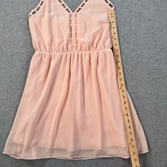 Umgee Cut Out Sleeveless Mini Dress Women&rsquo;s Small Pink Elastic Waist Sheer Lined