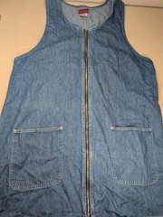 VTG Ki-ko-mo Blue Jeans Denim Jumper Dress Plus Size 18W Full Zip Front Pockets
