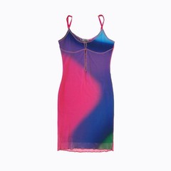 WMNS Wear Lucid Galaxy Mesh Dress S Pink Blue Ombre Cutout Babydoll Y2K Festival