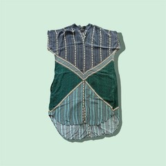 Tanvi Kedia x Anthropologie Silk Shirt Dress – M – Geometric Blue Green Pockets