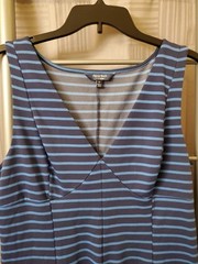 PETER SOM for DesigNation Blue Striped V Neck Sleeveless Dress