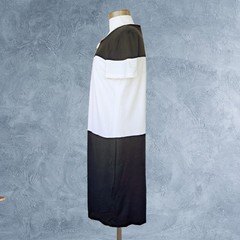 LAFAYETTE 148 Black White Colorblock Jersey Short Sleeve Shift Dress Size Medium