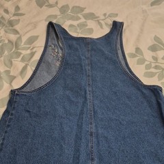 Paul Harris Denim Womens Blue Denim Floral Embroidered Shift Dress Pockets L
