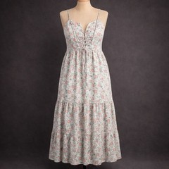 Ditsy Floral Cottagecore Tiered Maxi Peasant Dress Size XL Boho Corset Romantic
