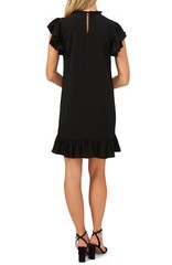 CeCe 297640 Flutter Sleeve Ruffle Dress in Rich Black, Size Large