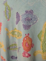 Fresh Produce Dress Size Small Cotton Short Sleeve Fish on Blue Made USA