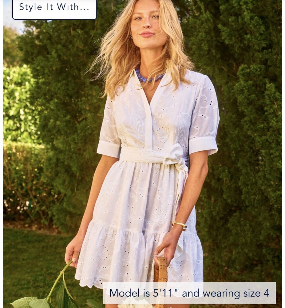 NWT Vineyard Vines Anne Eyelet Shirtdress Size 8 Color-White