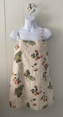 Abercrombie & Fitch Linen-Blend Button Skort Mini Dress Tan Fruit Print Sz Small