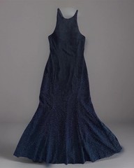 Cassandra Stone Fully Beaded Natural Silk Dress Sheer with Lining Black and Gold