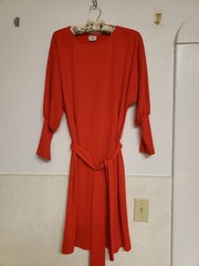 80&rsquo;s Vintage Women&rsquo;s DeWeese Designs Red Dolman Batwing Dress Med-Large Sexy