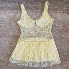 Akira Dreaming About You Yellow Lace Sleeveless Dress with Fitted Panties: 1X