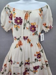Anthropologie Kindred maxi dress womens PXL petite tiered floral prairie ivory