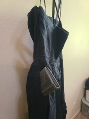 XL Banana Republic Womens Navy Blue Ramie Tiered Maxi Dress Button Front Pockets