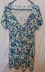 Lands&rsquo; End Sundress Floral V-Neck Short Sleeve Knee Multicolor XS NWT 25LETS901