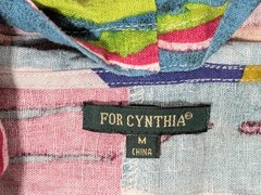 For Cynthia Midi Multicolored Dress Sz M High Low Boho Lagenlook Rainbow Resort