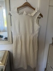 Camilyn Beth Go Go Dress Pearl Ruffle Collar Open Back Buttons Womens 6 Made USA