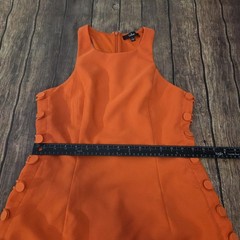 Lulus Masterfully Mod Side Button Midi Dress Womens L Bright Orange Retro Mod
