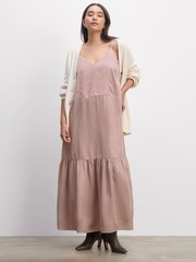 EVERLANE The Long Weekend Tiered Maxi Dress Size 8 Fawn Light Pink Butterlite