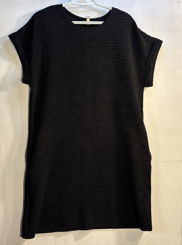 Evaless Women’s Size L Stretch Textured Knit Tunic Dress Pockets