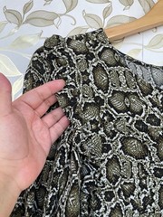 Essentiel Antwerp Python Ruffle Midi Dress Whimsigoth Snakeskin Boho 40 US 8