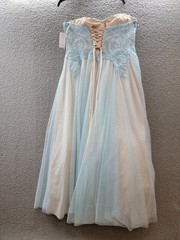 Say Yes Trendy Plus Size Strapless Embellished Gown 14W Pale Sky/Soft Peach