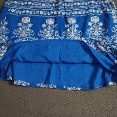 Next Dress Size 16 Cobalt Blue Linen Cotton Mini Botanic V Neck Pocket Summer