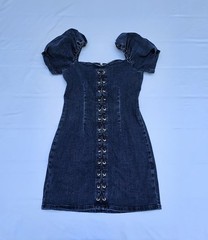 GUESS Courtney Lace-Up Denim Mini Dress Starstruck S