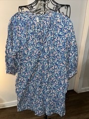 Mirth Marfa Camp Shirt Dress Size XS Blue White Ikat Print Cotton Pockets