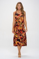 Jostar, Travel Knit Dress, long A-Line, Tank, Stretchy NO-IRON poly/span. 435