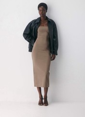 Aritzia Original Contour Enrapture Maxi Tube Dress In Folio Brown Size XS