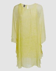 Moda Seta Women&rsquo;s Yellow Long Sleeve Crew Neck Shift Dress Size L