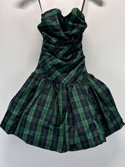 Luella Bartley for Target Mini Bubble Dress Sz 1 Green Navy Tartan Plaid Emo