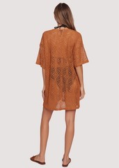 Lost + Wander Brown Lace Button Front Mini Dress S