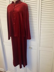 Womens Red Velvet Long Dress Cardigan Set Large Valentines Romantic Festive