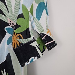 Oliphant Polly Palm Leaf Tropical Print Button-up Sheer Shirt Dress Size Small