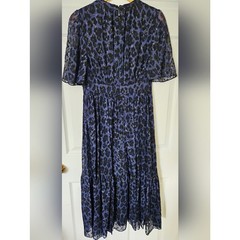 Kate Spade Leopard Print Dress Blue Black Work Office Career Midi Dress
