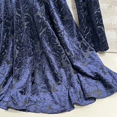 Y2K Blue VELVET Mini Dress Burnout Black Juniors 11 SKATER Boho CITY TRIANGLES