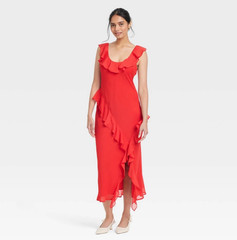 A New Day Slip Dress Womens Ruffle Chiffon Sleeveless Dress – Choose Color|Size