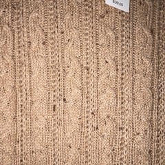 Talbots Cable Knit Button Shoulder Sweater Dress Camel Beige NWT Size Medium