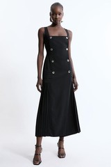Karen Millen Pinafore/Dungaree Midi Dress UK10 in Black RRP £229