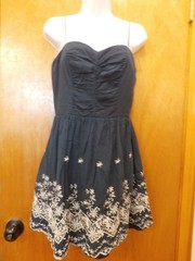 Speechless Blue Sundress Short Adj Straps Embroidered Zip Back Lined Size 9