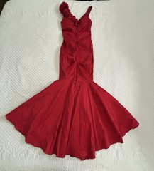 Elegant Juno Prom Dress Maxi Red Gown Stunning Roses Mermaid Small Pageant Y2K