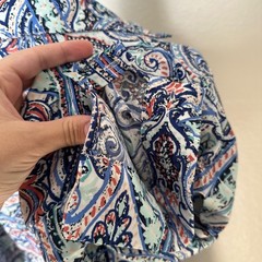NWT NY Collection Paisley Button-Front Belted Midi Dress Blue Red Size M