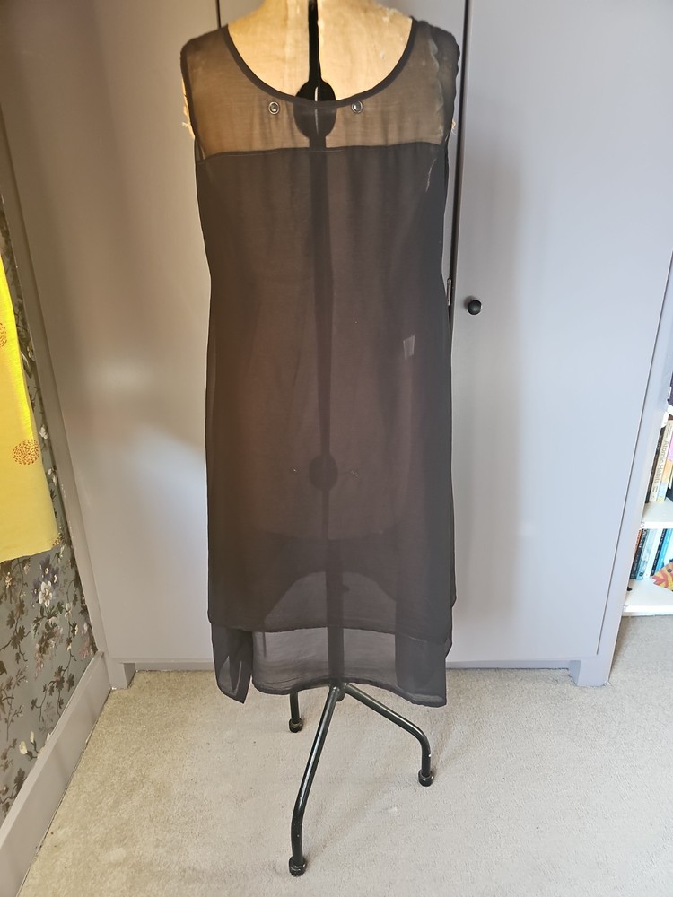 Chiffon Like Black Double Layer Tie Front Or Bottom Back One Size By Cauliflower