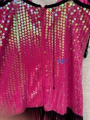 Seven ‘Til Midnight Sequenced Flapper Dress Fuchsia W/Fringe, SZ M, Worn Once!