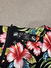 Hell Bunny Vixen black/multi ‘Maui’ floral tropical cut out mini dress small