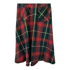 Collectif London Vintage 1950s Tartan Plaid Midi Dress Pockets Size US 4