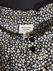 Jacqueline De Yong Dress Womens 8 Black Floral Maxi Shirt Dress Belted Viscose